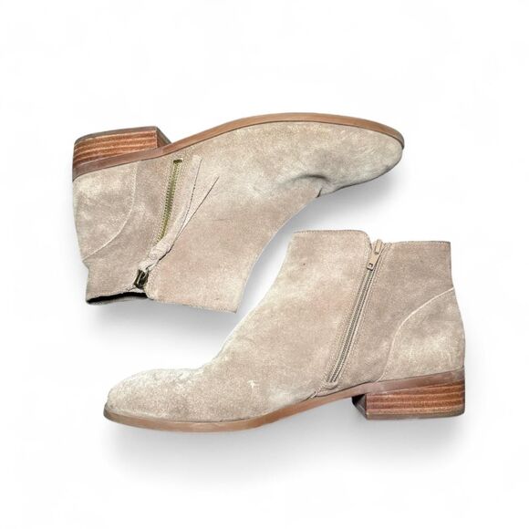 Sole Society Women’s 11 Gray Suede Ankle Boots Side Zip Low Heel Leather Upper - Picture 6 of 7